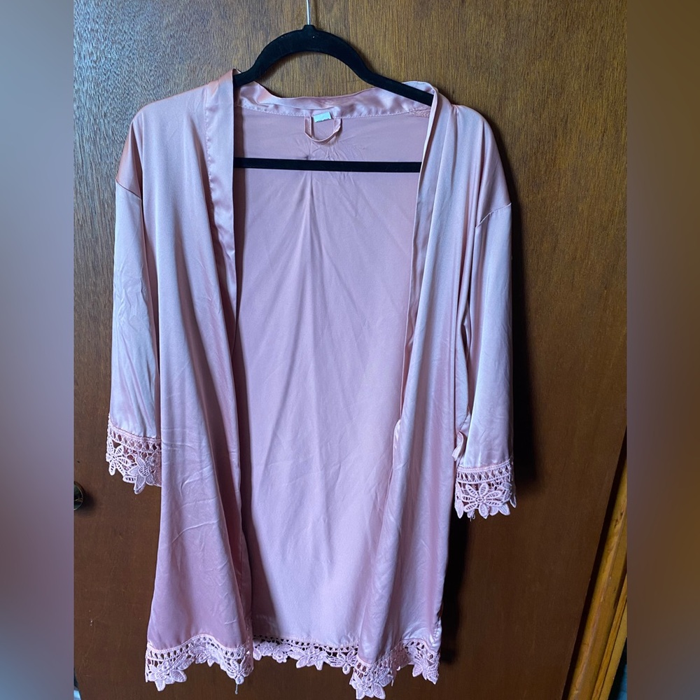 Pink satin robe (bridal)